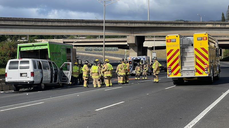 A crash shut down the westbound lanes of the H-1 Freeway.