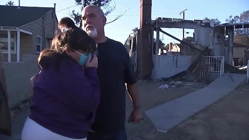 Lydia Sawyer fought back tears as she saw her home burnt to the ground for the first time...