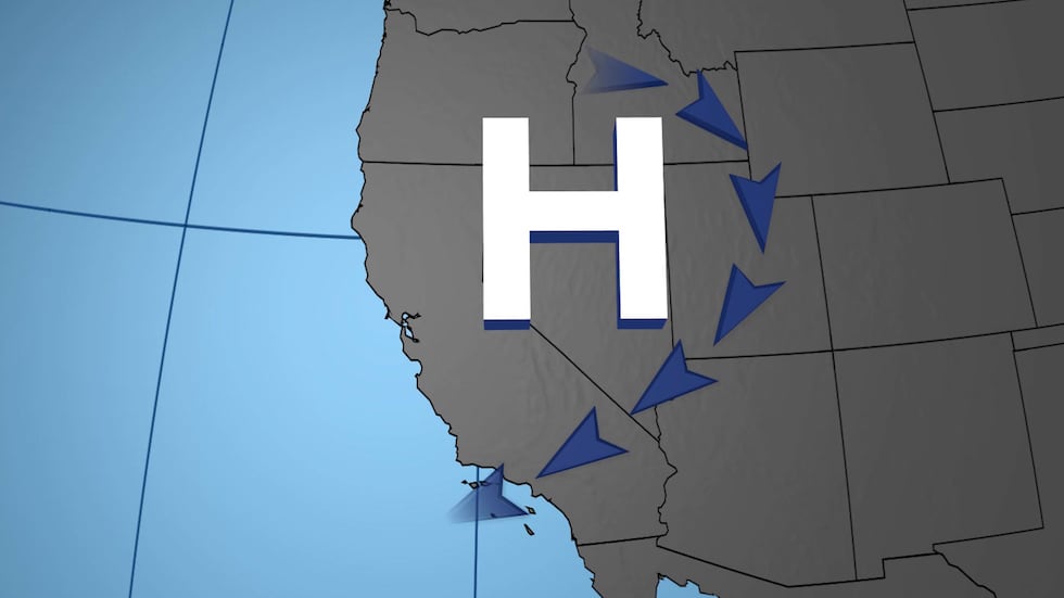 The clockwise circulation around the high pressure leads to northeasterly winds in southern...